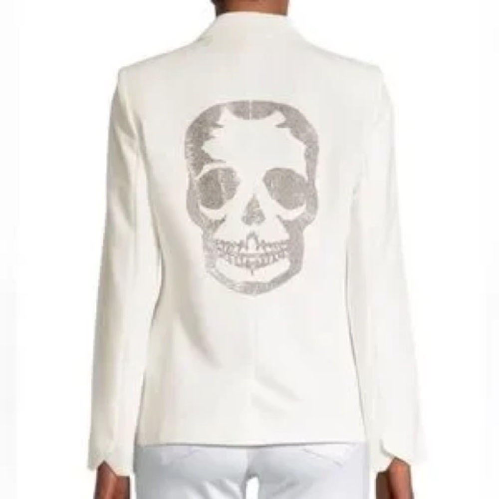 Zadig & Voltaire Viva Crystal Skull Blazer in White/Cream Size 40